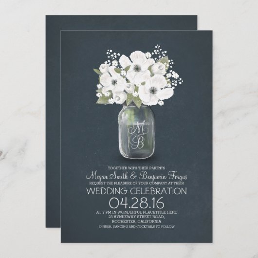 rustikales Blumenkohl Einladung zur Hochzeit (Vorne/Hinten)