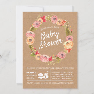 Rustikales Blumenkraut BABY Dusche einladen Einladung