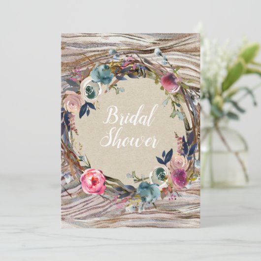 Rustikales Blumenkraut Brautparty Einladung (Stehend Vorderseite)