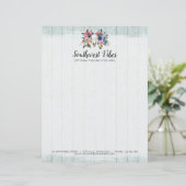 Rustikales Blumenkuh-Schädel-Aquarell hölzernes Briefbogen (Stehend Vorderseite)