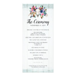 Rustikales Blumenkuh Skull Boho Chic Hochzeitsprog Werbekarte