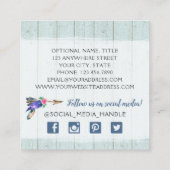 Rustikales Blumenkuh Skull Boho Chic Social Networ Quadratische Visitenkarte (Rückseite)