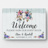 Rustikales Blumenkuh Skull Boho Hochzeitssymbol Fotoplatte (Vorderseite)