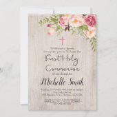 Rustikales Blumenlandbild Erste heilige Kommune Einladung (Vorderseite)