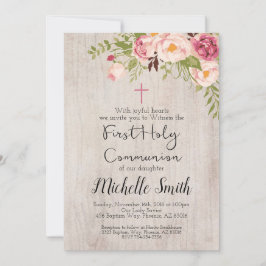 Rustikales Blumenlandbild Erste heilige Kommune Einladung