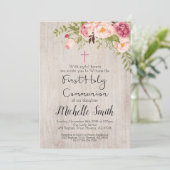 Rustikales Blumenlandbild Erste heilige Kommune Einladung (Stehend Vorderseite)