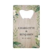 Rustikales Blumenleaf Border Holzes Gastgeschenk H Geldbeutel Flaschenöffner (Vorderseite)