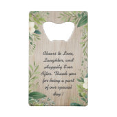 Rustikales Blumenleaf Border Holzes Gastgeschenk H Geldbeutel Flaschenöffner (Rückseite)