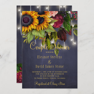 Rustikales Blumenmeer bordeauxfarbenes Winterpaar Einladung