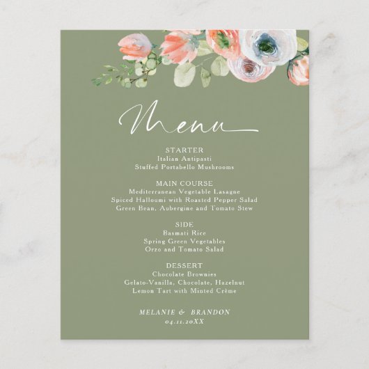 Rustikales Blumenmenü (Vorderseite)