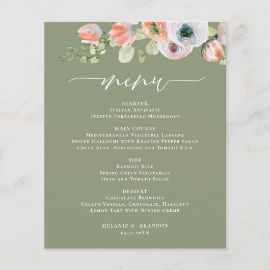 Rustikales Blumenmenü (Vorderseite)