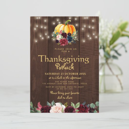 Rustikales Blumenmoor-Erntedank Einladung (Stehend Vorderseite)