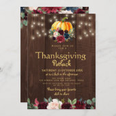 Rustikales Blumenmoor-Erntedank Einladung (Vorne/Hinten)