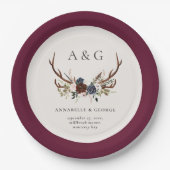 Rustikales Blumenmotiv und Junggesellendekor Pappteller (Vorderseite)