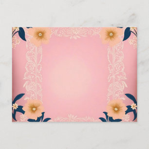 Rustikales Blumenmuster auf hellrosa Hintergrund Postkarte