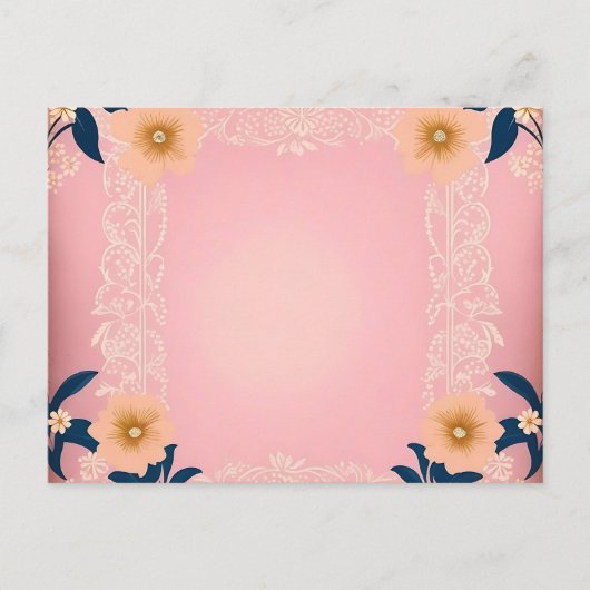 Rustikales Blumenmuster auf hellrosa Hintergrund Postkarte (Vorderseite)