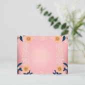 Rustikales Blumenmuster auf hellrosa Hintergrund Postkarte (Stehend Vorderseite)