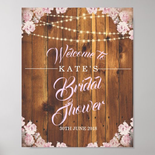 Rustikales Blumenmuster-Brautparty Poster (Vorne)