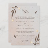 Rustikales Blumenmuster, elegantes Skript, Aquarel Einladung (Vorne/Hinten)