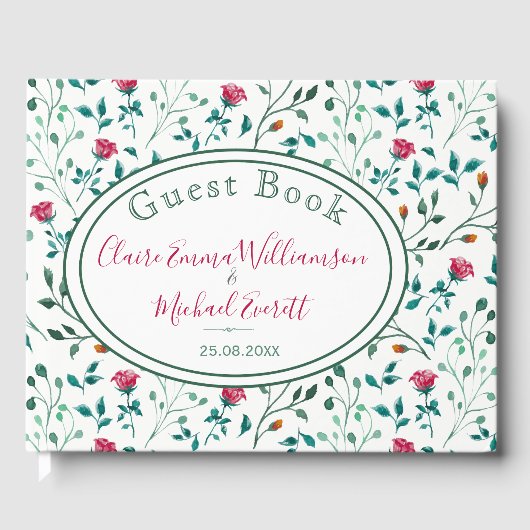 Rustikales Blumenmuster | Hochzeit Gästebuch (Vorderseite)