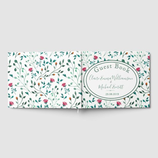Rustikales Blumenmuster | Hochzeit Gästebuch (Voll)