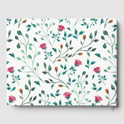 Rustikales Blumenmuster | Hochzeit Gästebuch (Rückseite)