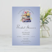 Rustikales Blumenmuster Neues Kapitel beginnt Blau Einladung (Stehend Vorderseite)