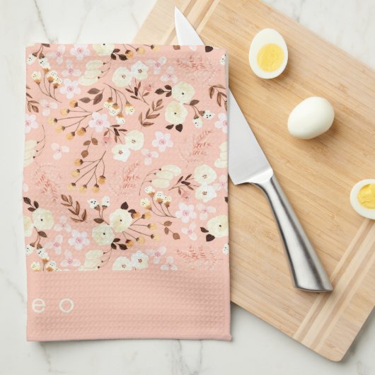 Rustikales Blumenmuster Personalisiert Geschirrtuch (Viertel Falte)