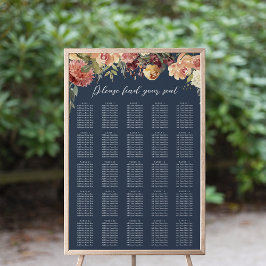 Rustikales Blumenmuster XL Hochzeitstabelle Poster