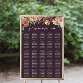 Rustikales Blumenmuster XL Hochzeitstabelle Poster