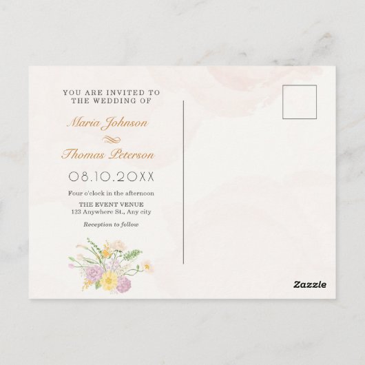 Rustikales Blumenpärchen Postkarte (Rückseite)