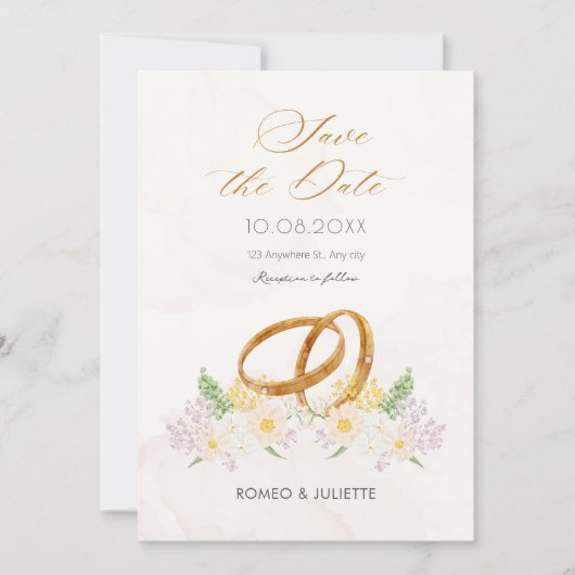 Rustikales Blumenpärchen Save The Date (Vorderseite)