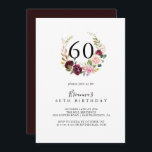 Rustikales Blumenreath Botanische 60. Geburtstagsp Einladung<br><div class="desc">Diese rustikale Blumenkranz aus dem 60. Jahrhundert lädt zu einer modernen Geburtstagsfeier ein. Das Design besticht durch hübsche und farbenfrohe handgezeichnet Blume und ein hübsches Laub.</div>