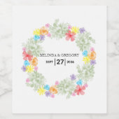 Rustikales Blumenreath Hochzeitsgeschenk-Liebesmar Weinetikett (Einzelnes Label)