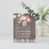 Rustikales Blumenrosa Save the Date Ankündigungspostkarte (Stehend Vorderseite)