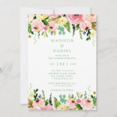 Rustikales Blumenrosa und Minzgrün Einladung (Vorderseite)