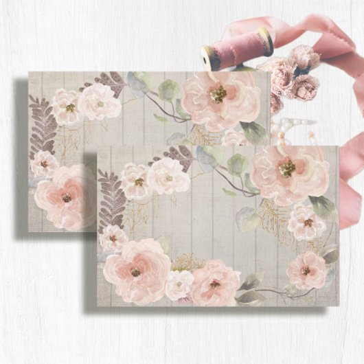 Rustikales Blumenrot Rosa Boho Wasserfarbenwald Seidenpapier