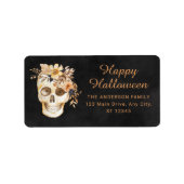 Rustikales Blumenschmuck Halloween Adressaufkleber (Vorne)