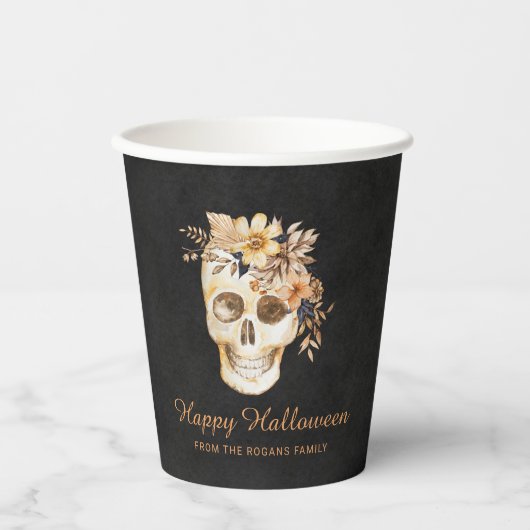 Rustikales Blumenschmuck Halloween Pappbecher (Vorderseite)