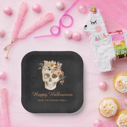 Rustikales Blumenschmuck Halloween Pappteller (Party)