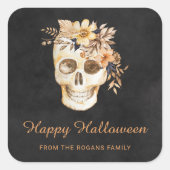 Rustikales Blumenschmuck Halloween Quadratischer Aufkleber (Vorderseite)