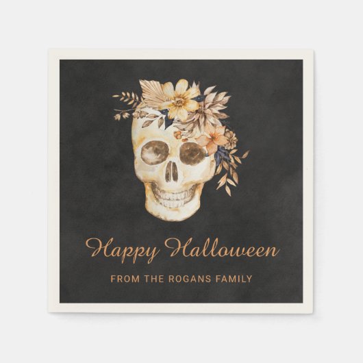 Rustikales Blumenschmuck Halloween Serviette (Vorderseite)