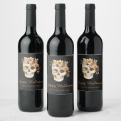 Rustikales Blumenschmuck Halloween Weinetikett (Flaschen)