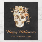 Rustikales Blumenschmuck Halloween Weinetikett (Einzelnes Label)