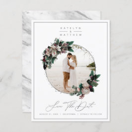 Rustikales Blumensilber, Gerahmtes Foto und Kallig Save The Date