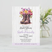 Rustikales Blumenstiefel Brautparty Einladung (Stehend Vorderseite)