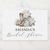 Rustikales Blumenstiefel Cowgirl Brautparty Schaumweinetikett (Einzelnes Label)