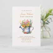 Rustikales Blumenstrauß Babydusche Einladung (Stehend Vorderseite)