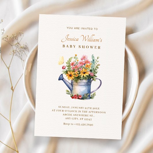 Rustikales Blumenstrauß Babydusche Einladung