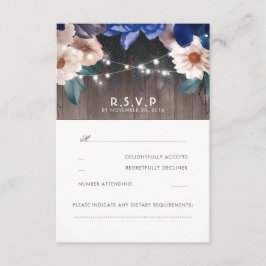 Rustikales Blumenstrauß Blue Wedding RSVP Karte
